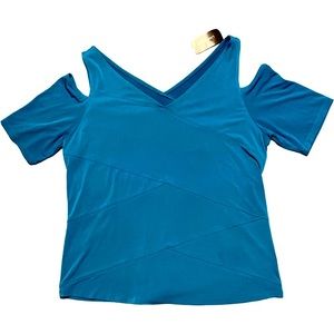Lane Bryant Deep Teal Cold Shoulder Top NWT